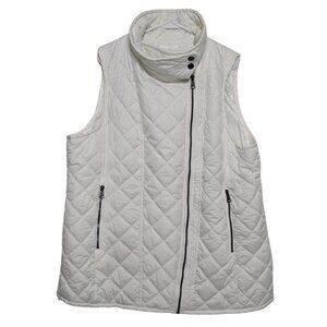Marc New York | Andrew Marc Women's White Puffer Vest, Plus Size XXL, Full Zip